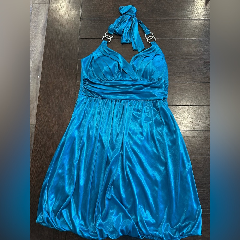 Teal Blue Halter Dress